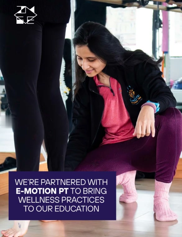 Dr. Foram Patel working with a dancer, from IMGE Dance's announcement of its partnership with E-Motion PT